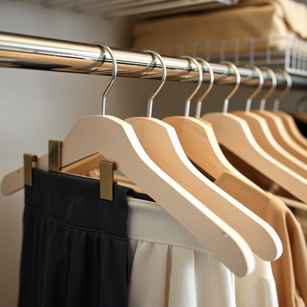 wooden hangers in action